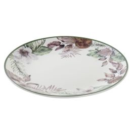 DKD Home Decor Plato Tradicional Verde Marron 19 x 2 x 19 cm (12 Unidades) Porcelana Estilo Tropical