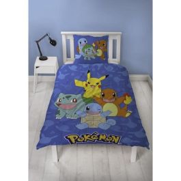 Pokemon AAARV73701 - Juego de cama reversible Pikachu y Starter 1G II - Microfibra - 1 funda nórdica 140x200 cm + 1 funda almohada 63x63 cm