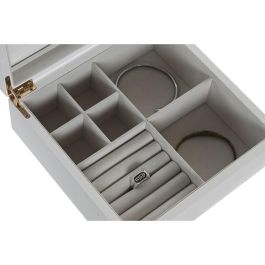 DKD Home Decor Joyero Tradicional Blanco Beige Madera Cristal 21 x 8.5 x 20.5 cm