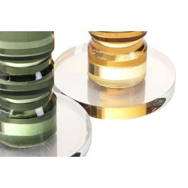 DKD Home Decor Candelabro Moderno de Cristal Verde y Mostaza 8.5 x 13.5 x 8.5 cm (4 Unidades)