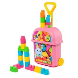 Carrito maleta trolley rosa con 20 bloques. Precio: 13.59000005. SKU: B19TNZXXZE