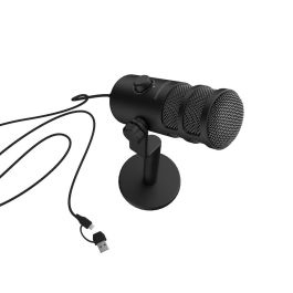 GENESIS Radium 350D Micrófono Dinámico USB para PC, ideal para Podcasts y Streaming, con Filtro Antipop Integrado y Control de Volumen Negro