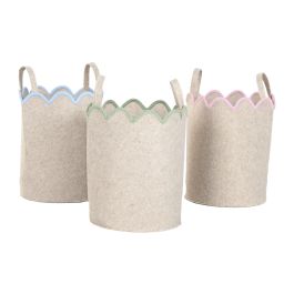 DKD Home Decor Cesta de Fieltro Kids Rosa Verde 30 x 39 x 30 cm (6 Unidades) Almacenaje Infantil