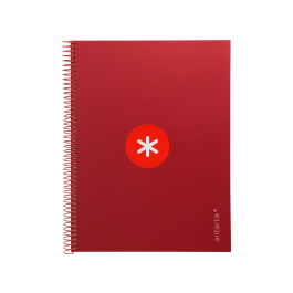 Antartik Cuaderno espiral micro A4, tapa forrada, 80 hojas, 90 gr, impresión horizontal, color frambuesa