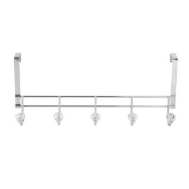 DKD Home Decor Perchero Básicos de Metal Plateado y Transparente, 10 cm Largo x 22 cm Alto x 47 cm Ancho