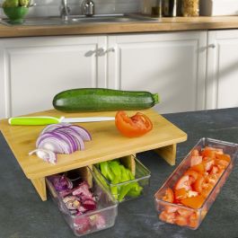 Cook Concept Tabla Cortar con 3 Cajones de Bambú y Plástico para Cocina Medidas 32x25 cm