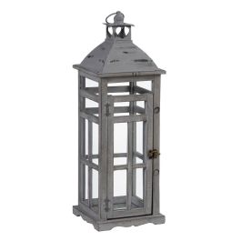 Farol 28 x 28 x 75 cm Portavelas Gris Madera de abeto (2 Unidades)