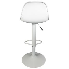 Home Deco Factory Taburete Bar Isak Blanco - Asiento Acolchado, Diseño Moderno, Regulable en Altura 83-104 cm