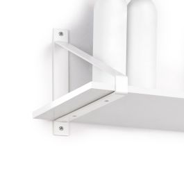 Emuca Juego de soportes para estante de madera Shelf con forma triangular, Acero, Pintado blanco