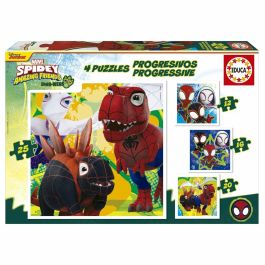 Educa Puzzles Progresivos Dino Spidey EDU8412668203433 - 12+16+20+25 piezas