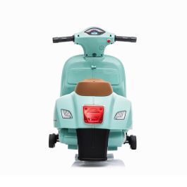 Tachan Mini Moto Eléctrica Vespa 6V Azul Celeste Licencia Oficial, Batería Recargable, 4 Ruedas, Luces y Sonidos para Niños +18m