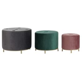 Reposapies DKD Home Decor Gris Verde 60 x 45 x 60 cm Set de 3 Reposapies DKD Home Decor Gris Verde 60 x 45 x 60 cm Set de 3