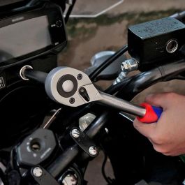 Workpro Llave de vaso 1/4 pulg Juego 14 Piezas Acero Cromo Vanadio Carraca 72 Dientes Barra Extensión Vasos Milimétricos Azul Rojo