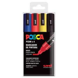 POSCA Marcador PC-5M-4C No Permanente 1.8 mm-2.5 mm, Tinta Base Agua, Colores Surtidos Básicos - Estuche 4U Precio: 10.89999944. SKU: S8418994
