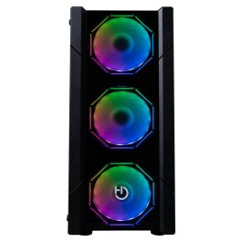 Hiditec CHA010028 Caja Gaming Semitorre V30 ARGB con Iluminación Hexagonal, Cristal Templado, ATX, Refrigeración Líquida, Negro