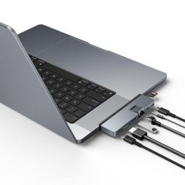 Hyper HyperDrive DUO PRO Hub USB-C 7 en 1 para MacBook Pro/Air, iPad, PC. HDMI 4K, Gigabit Ethernet, USB-A/C, Audio, Thunderbolt 4. Grey.
