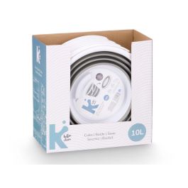 Arte Regal Cubo Plegable 10L Blanco Gris - Plástico PP/TPR - Plegado: 34x4x33 cm, Abierto: 25 cm Alto (Set de 12)