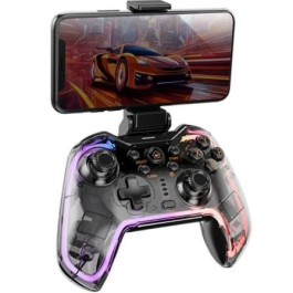 Mars Gaming Gamepad MGP-BT2 Inalámbrico Bluetooth, Mando Dual Shock con Soporte Smartphone, RGB Neón, Compatible PS4, PC, Android, iOS, Switch - 10 Horas Batería