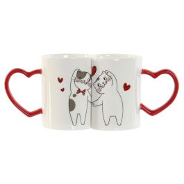 Mug Scandi DKD Home Decor Rojo Blanco 8 x 9.5 x 24 cm Set de 2