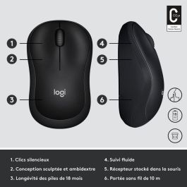 Logitech M220 Silent Ratón Inalámbrico USB 2.4GHz Óptico 1000 dpi 18 Meses Batería Charcoal Compatible con Windows Mac
