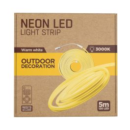 Muvit Tira Led Neon Ip65 5m, Blanco Cálido 3000K, Control Remoto, 120 LEDs/m, 2600lm, DC 12V