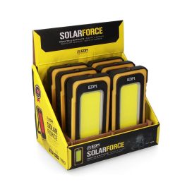 Edm Linterna Solar Force LED COB Recargable USB Panel Solar Imán Gancho 10W 750lm