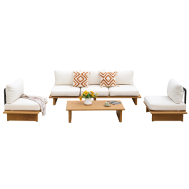 DKD Home Decor - Sofá para Terraza y Jardín Marrón Crudo, 232 cm de Ancho x 78 cm de Largo x 77 cm de Alto, Set de 4 Piezas en Aluminio y Olefina Precio: 1733.79000058. SKU: B1J6ES2N2Z