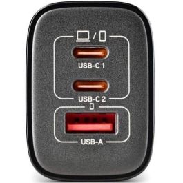 NGS Cargador Pared GaN ERA 65W BLACK 2xUSB Tipo-C, 1xUSB-A Carga Rápida Ultrarrápida 65W