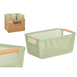 Kipit Cesta de Plástico con Asa de Bambú Verde 36x22 cm para Almacenamiento, Material PP y Bambú (Set de 24) Precio: 60.88999994. SKU: B1JQMWRXSZ
