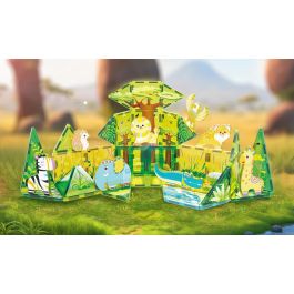 PICASSO TILES Bloques Magnéticos Safari, 48 Piezas de Construcción + 8 Figuras de Animales, para Niños +3 Años
