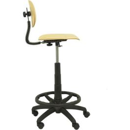 Piqueras y Crespo Taburete de Trabajo Ergonómico T32, Madera Haya, Giratorio, Regulable en Altura, con Reposapiés Cromado