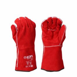 Guantes de Trabajo EDM Rojo Kevlar Algodón Piel de serraje Soldadores