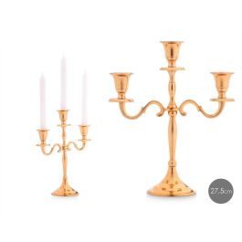 Candelabro 3 Velas Dorado 28 cm - Giftdecor - Aluminio (6 Unidades) Precio: 57.49999981. SKU: B1HAX9NBP4
