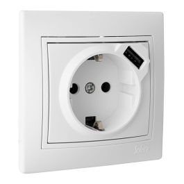 Solera Base bipolar con T/TL 16A 250V USB 2.1A 5V, serie Europa, ERP60USB-U