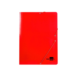 Liderpapel Carpeta de Gomas Tres Solapas Cartón Plastificado Folio Color Rojo