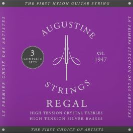 Augustine Pack 3 Juegos Cuerdas Guitarra Clásica Nylon Crystal Tensión Alta