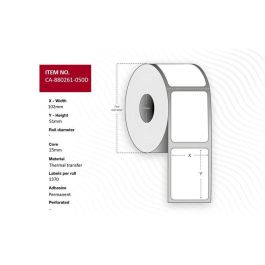 Capture Label 102 x 51mm, Core 25,4mm, thermal transfer, permanent adhesive, Polyester. 1370 labels per roll, 12 rolls per box. Equal to P/N 880261-050D Precio: 461.50000039. SKU: B1H3LR74E7