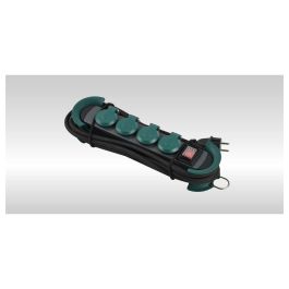 Bachmann 500.200 HOOK Outdoor - Alargador 4 Tomas Schuko con Interruptor y Tapa IP44, 4 metros, Color Verde