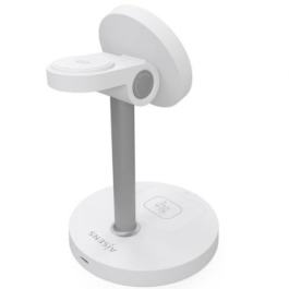 Aisens ASCH-15W3WC065-W Base de Carga Inalámbrica 3 en 1 15W para Móvil, Apple Watch, Auriculares Qi, Blanco