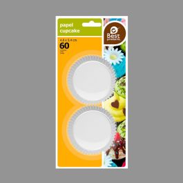 Best Products Molde para magdalenas de papel blanco ø4,8 x 3,4 cm, blister 60 uds