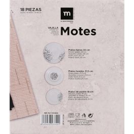 La Mediterranea Vajilla Redonda 18 Piezas Motes con 4 Platos, 4 Platos Hondo, 4 Platos Postre, 4 Tazas y 4 Platillos (2 Unidades)