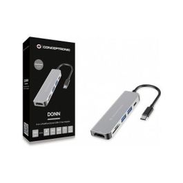 Conceptronic Hub USB-C a HDMI, 2xUSB-A 3.0, con Power Delivery 60W y Lector de Tarjetas SD/MicroSD