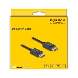 DeLOCK Cable DisplayPort 2.1 (81174) - 1m, Negro, 16K 15360x8640, 80 Gbps, 240 Hz, 32 Canales, Conectores Macho