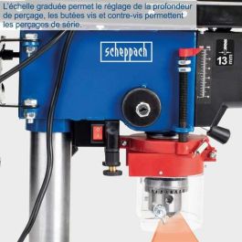 Scheppach DP16VLS Taladro de Columna 500W con Láser Cruzado de Precisión, Portabrocas 16mm, 5 Velocidades para Madera y Metal