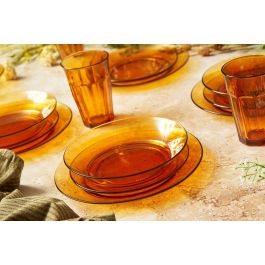Duralex Lys Vajilla Ámbar 12 piezas (4 Llanos 23.5 cm, 4 Hondos 19.5 cm, 4 Postre 19 cm) (2 Unidades)