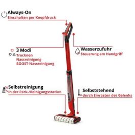 Einhell Akku-Hartbodenreiniger CLEANEXXO para Laminado, Azulejos y Madera - Limpiador Húmedo de Suelos Duros, 400 ml, Rojo