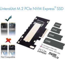 ICY BOX IB-PCI214M2-HSL Tarjeta PCI Express (x4) a 1x M.2 NVMe 2280/2260/2242 con disipador de calor PCIe 4.0 Negro