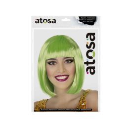 Peluca Corta Lisa Verde Con Flequillo 100 gr Ideal Disfraces Carnaval Halloween Eventos Escolares