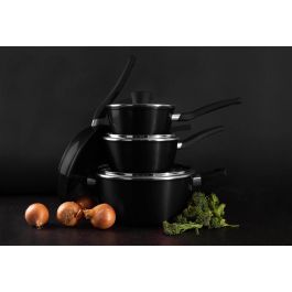 Cacerola con tapa de vidrio 24 cm aluminio forjado 2.8 mm (4 Unidades) Cacerola con tapa de vidrio 24 cm aluminio forjado 2.8 mm (4 Unidades)