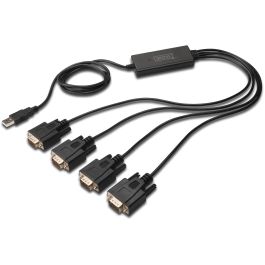 Digitus Cable de Conexión USB 2.0 a 4x RS232, 1.5m, Negro